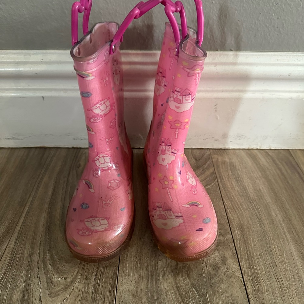 Pink Kids' Rain Boots with Princess Print